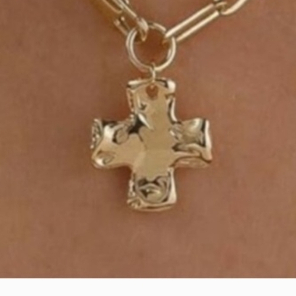 Gold Chain Necklace with Cross Pendant